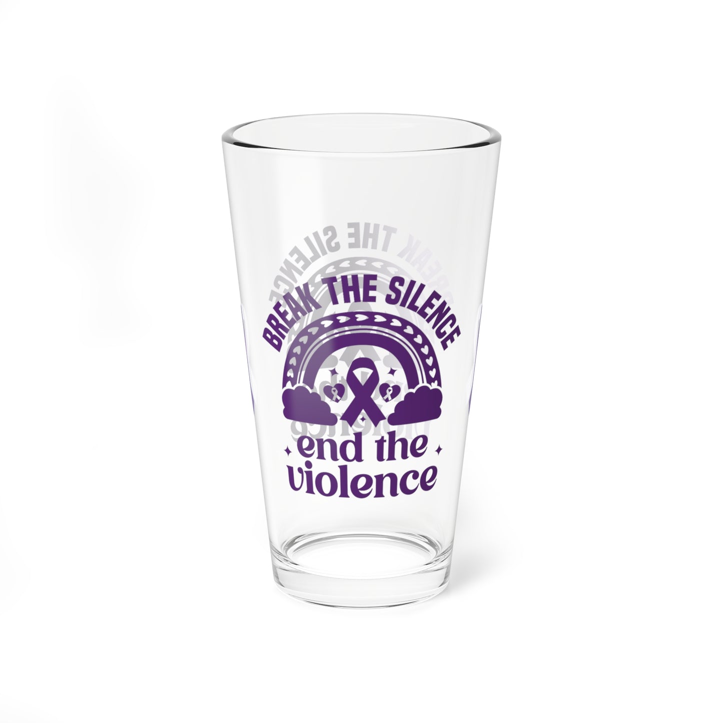 Pint glass featuring Break the Silence End the Violence message for DV support