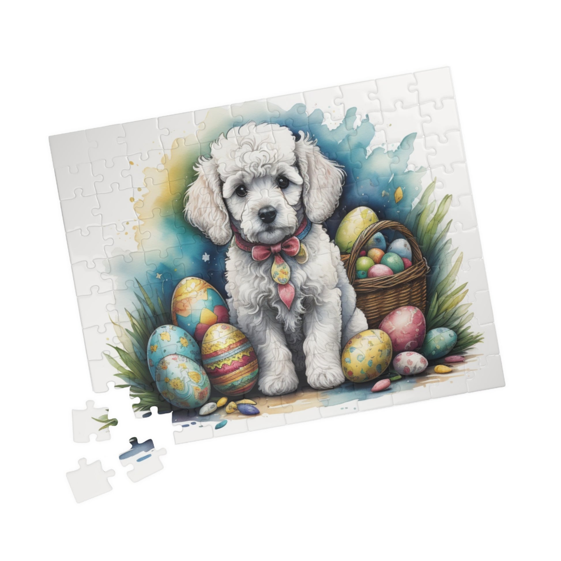 Poodle (White) Easter Puppy Puzzle - Dog Lovers, Mental Health Benefits, Holiday Fun, Mindfulness, Stress Relief, Festive Gift