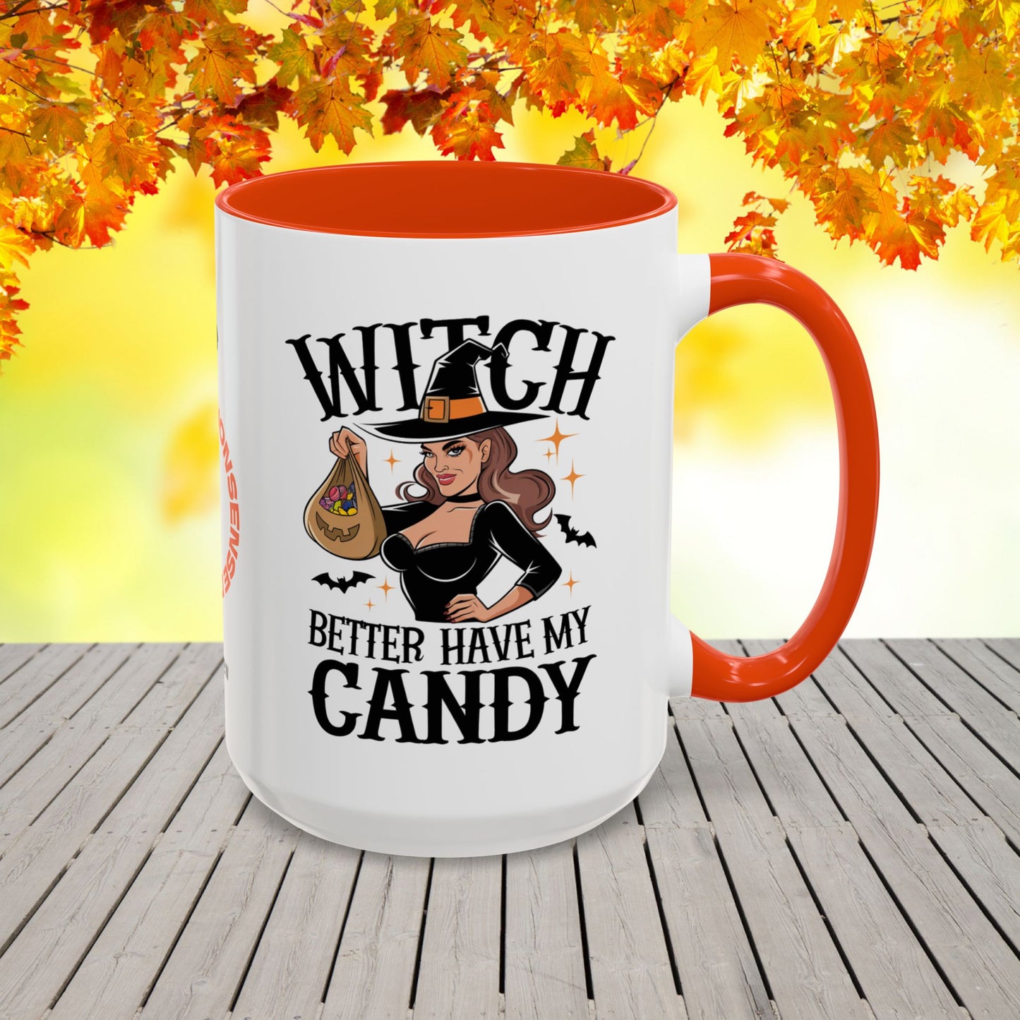 Halloween coffee mug with “Witch Better Have My Candy” saying, blending humor, self-care, and mental health advocacy