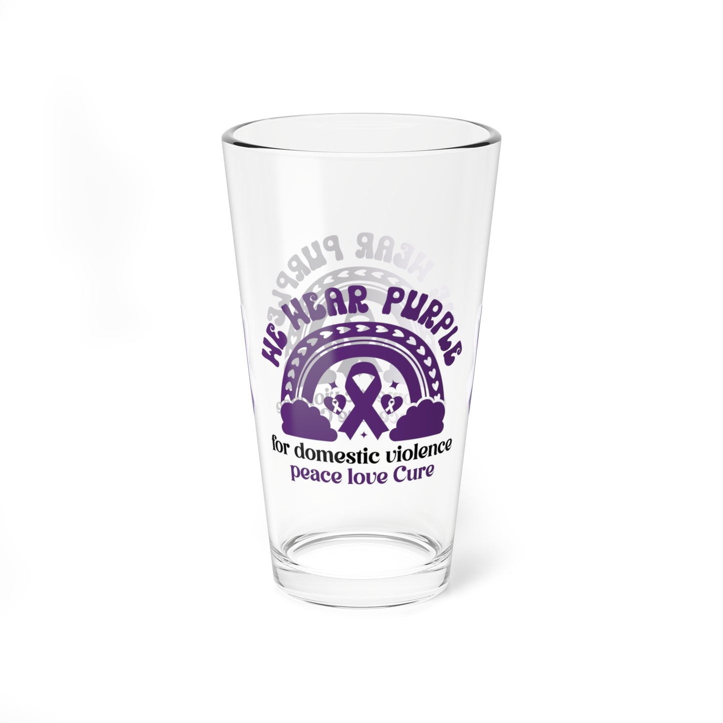 We Wear Purple DV Awareness pint glass to support survivors and raise awareness
