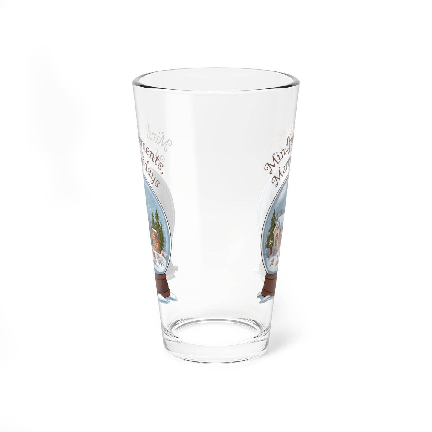 Mindful Moments, Merry Holidays, Christmas Pint Glass, 16oz