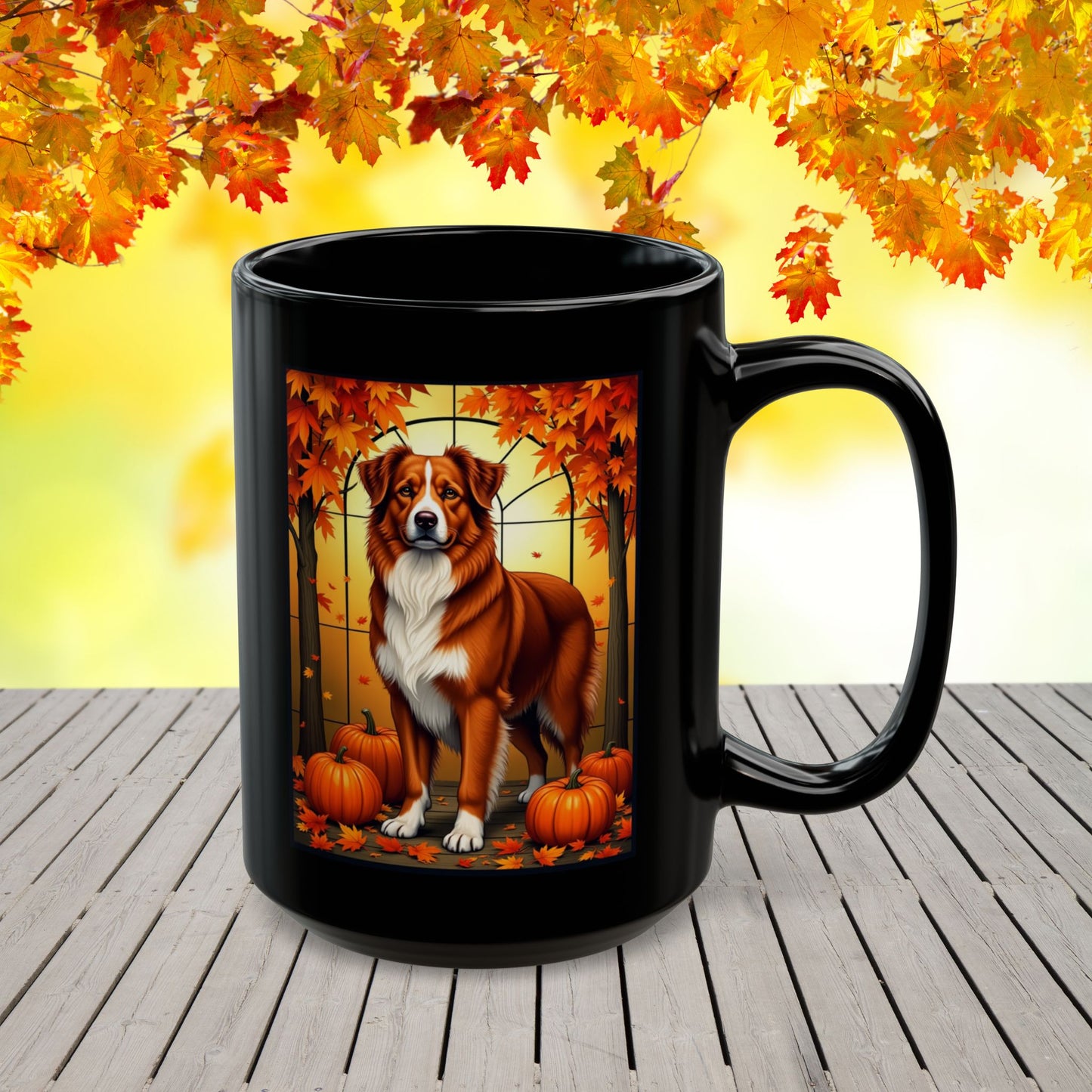 Australian Shepherd Red - Fall dog coffee mug, custom herding breed lover gift for Aussie owners