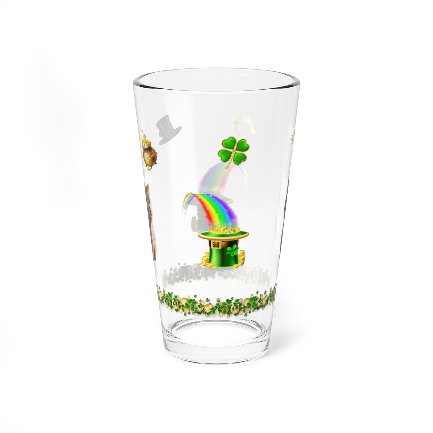 Lucky Labyrinth of Little Paws: Mindful St. Patrick's Day 16oz Pint Glasses - Festive Design for Positivity & Wellness