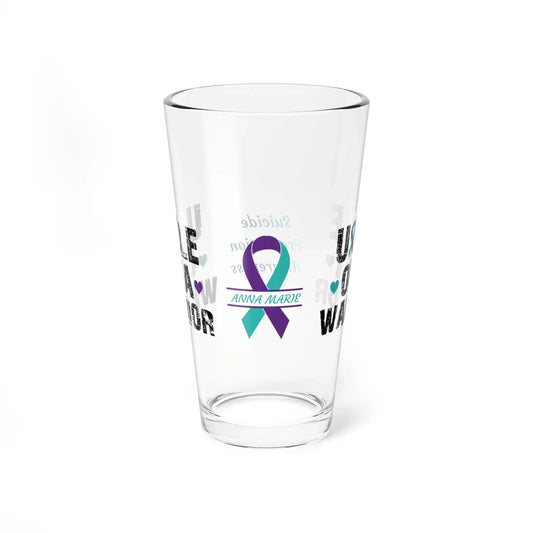 Shop our premium uncle of a warrior suicide prevention awareness pint glass 16oz from MySisterIsASurvivor.