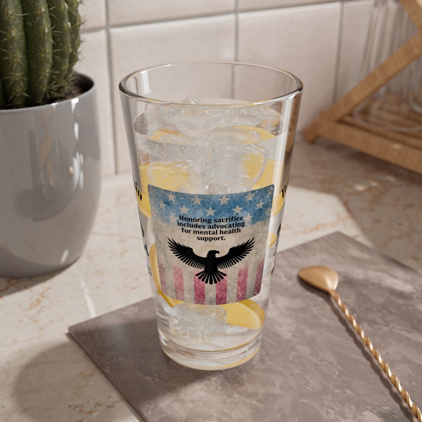 Personalized Memorial Day Pint Glass - "Honoring Sacrifice", PTSD Awareness Gift for Veterans & Memorial Days