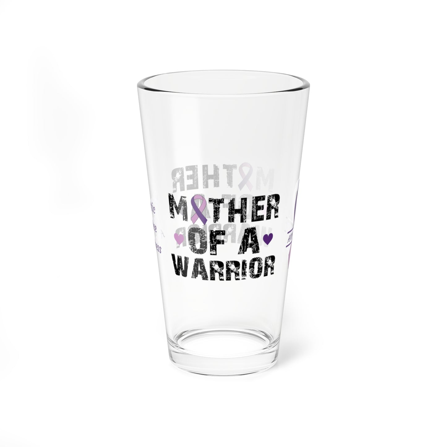 Mother of a Warrior: Personalized Domestic Violence Awareness Warrior Pint Glass - Proud Family Member