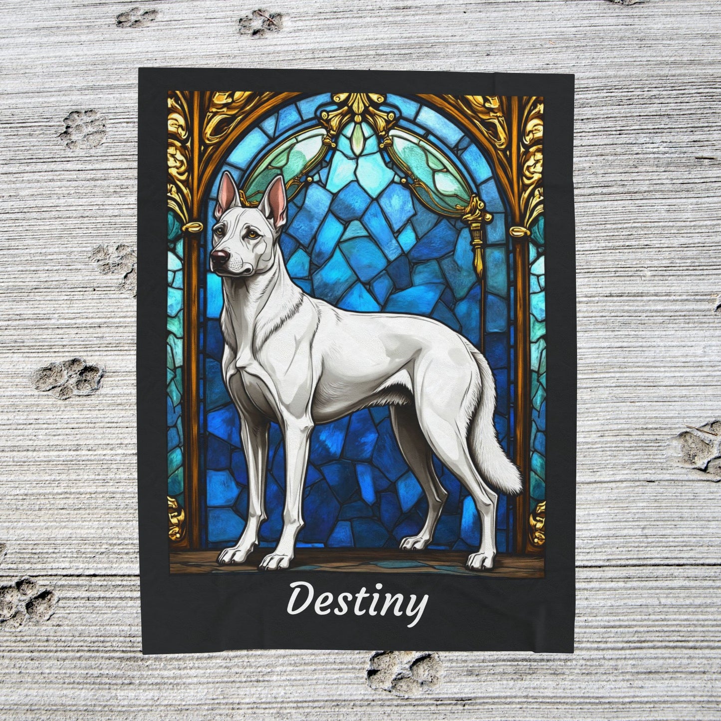 Belgian Malinois White Coat Blanket, Stained Glass Dog Art Throw, Unique Gift for Humans