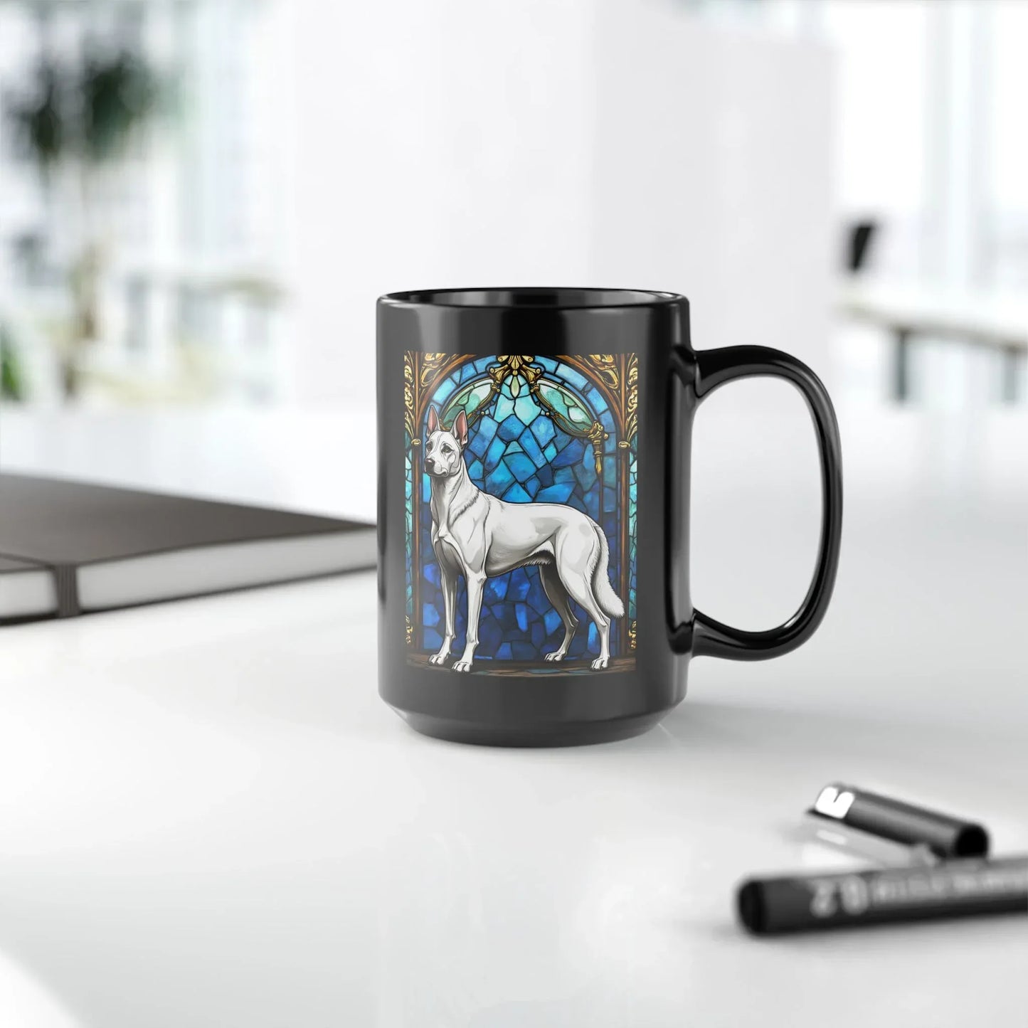 Shop our premium belgian malinois white personalized mug with stained glass design 11oz 15oz from MySisterIsASurvivor.