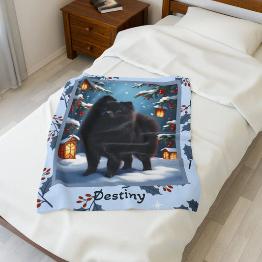 Shop our pomeranian black winter dog lovers lodge blanket featuring the 50" × 60" style option from MySisterIsASurvivor.