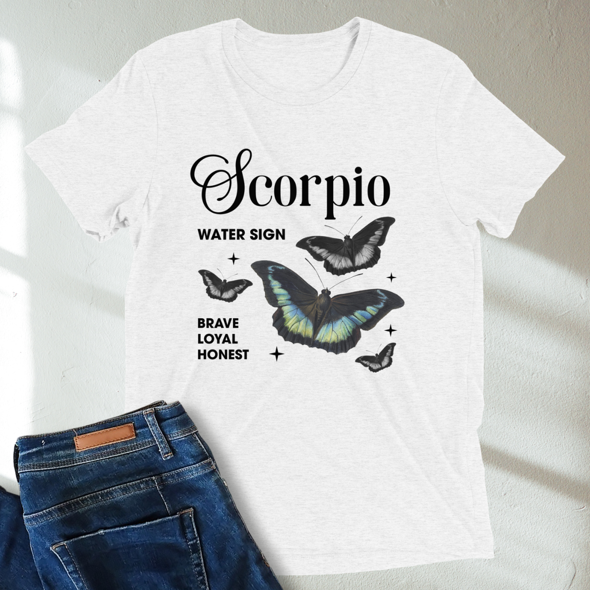 Scorpio Butterfly Zodiac Unisex T-Shirt : Soft Tri-Blend Unisex Astrology Shirt | Celestial Horoscope Tee