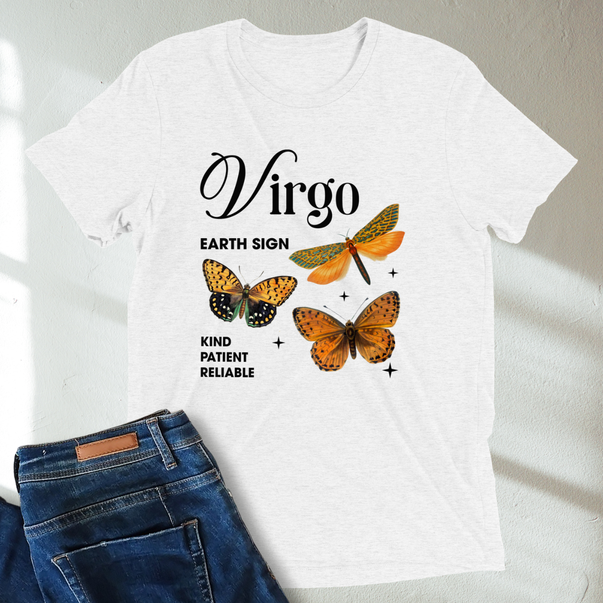 Virgo Butterfly Zodiac Unisex T-Shirt : Soft Tri-Blend Unisex Astrology Shirt | Celestial Horoscope Tee