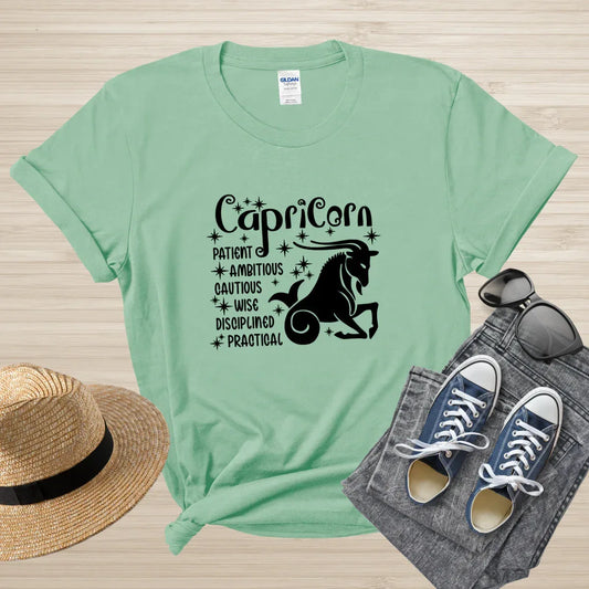 Capricorn Zodiac T-Shirt, astrology horoscope tee, Capricorn birthday shirt gift for men or women