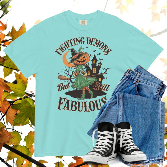 Fighting Demons But Still Fabulous Comfort Colors Heavyweight Halloween T-shirt