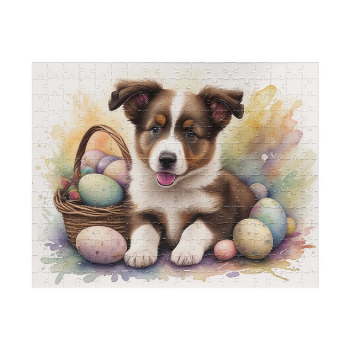Border Collie (Brown & White) Easter Puppy Puzzle - Dog Lovers, Mental Health Benefits, Holiday Fun, Mindfulness, Stress Relief, Festive Gift