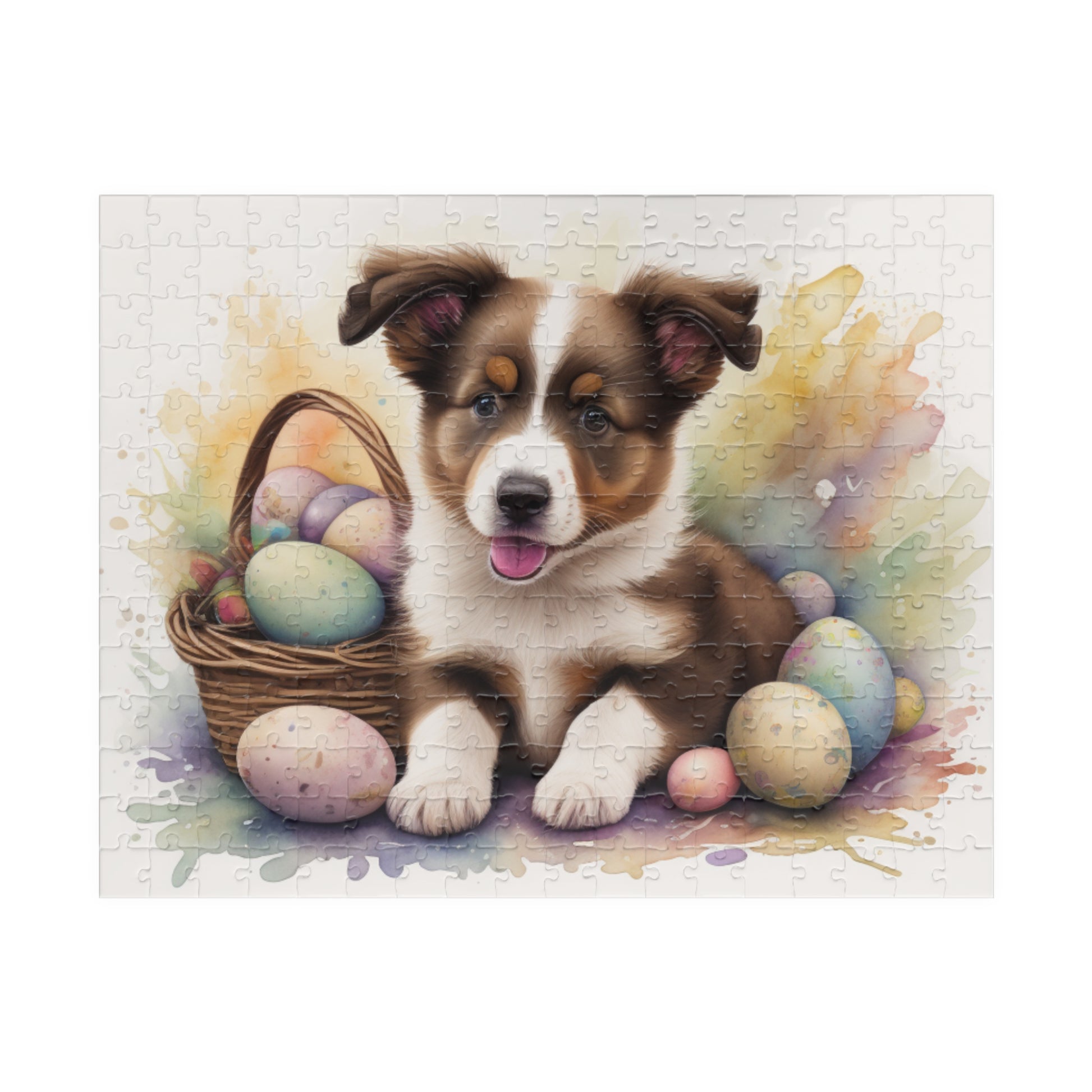 Border Collie (Brown & White) Easter Puppy Puzzle - Dog Lovers, Mental Health Benefits, Holiday Fun, Mindfulness, Stress Relief, Festive Gift