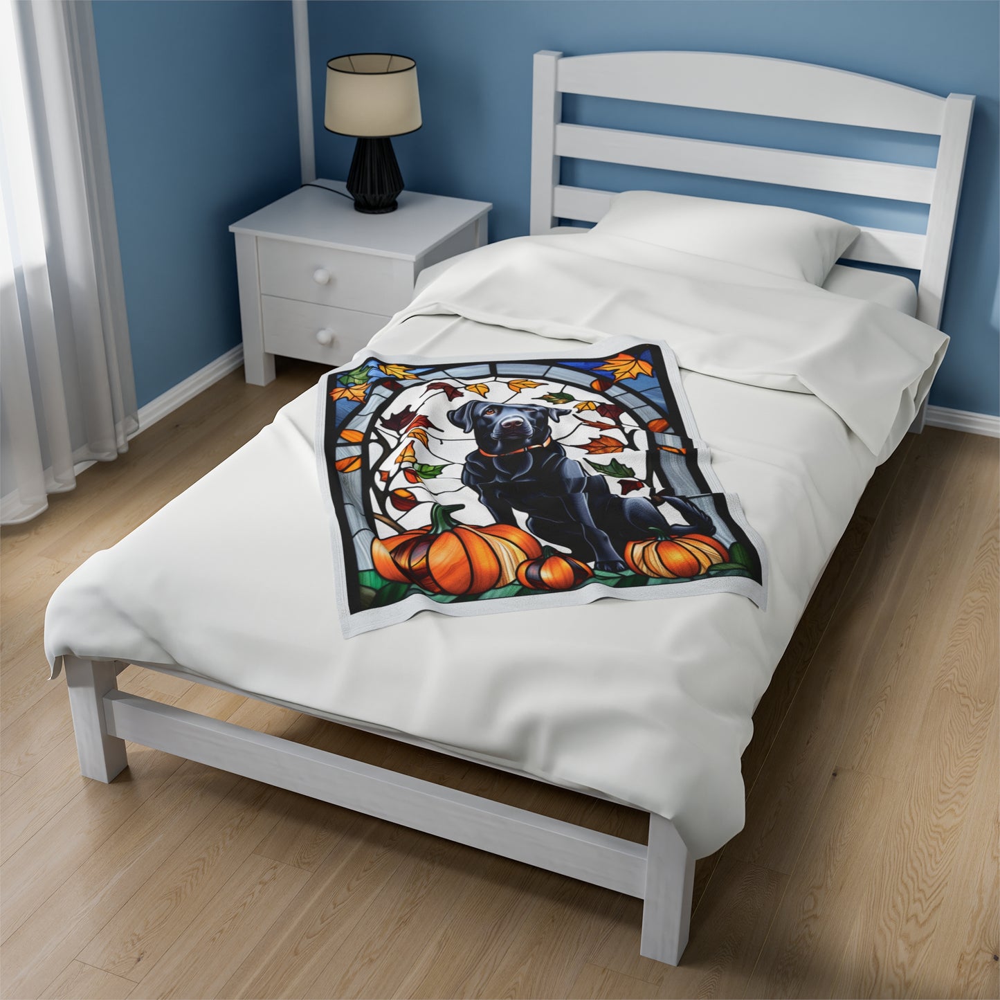 Black Labrador Dog Velveteen Plush Blanket - Pet Lover Gift, Black Labrador Pet Blanket, Dog Lover Gift