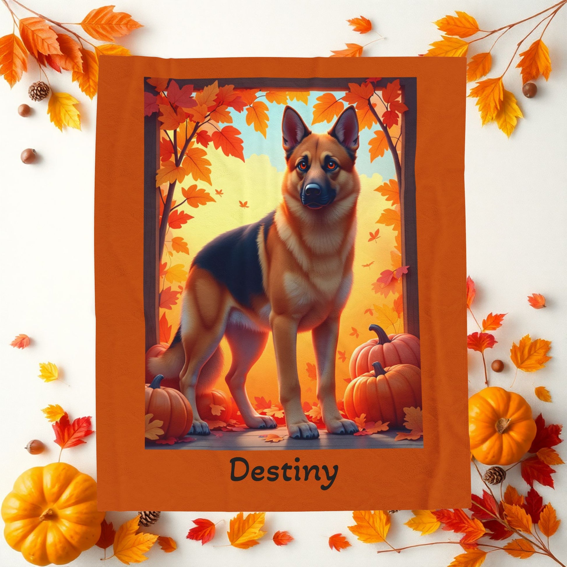 German Shepherd Black & Tan Coat Velveteen Blanket, Personalized Plush Dog Throw, GSD Fans Gift