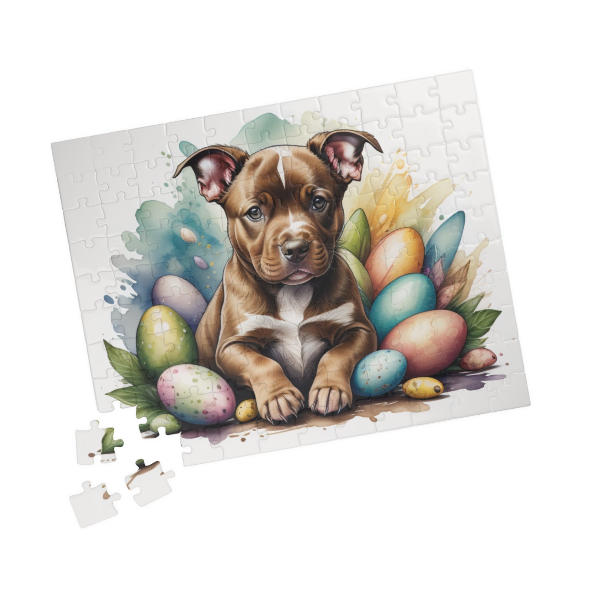 Pitbull (Brown) Easter Puppy Puzzle - Dog Lovers, Mental Health Benefits, Holiday Fun, Mindfulness, Stress Relief, Festive Gift