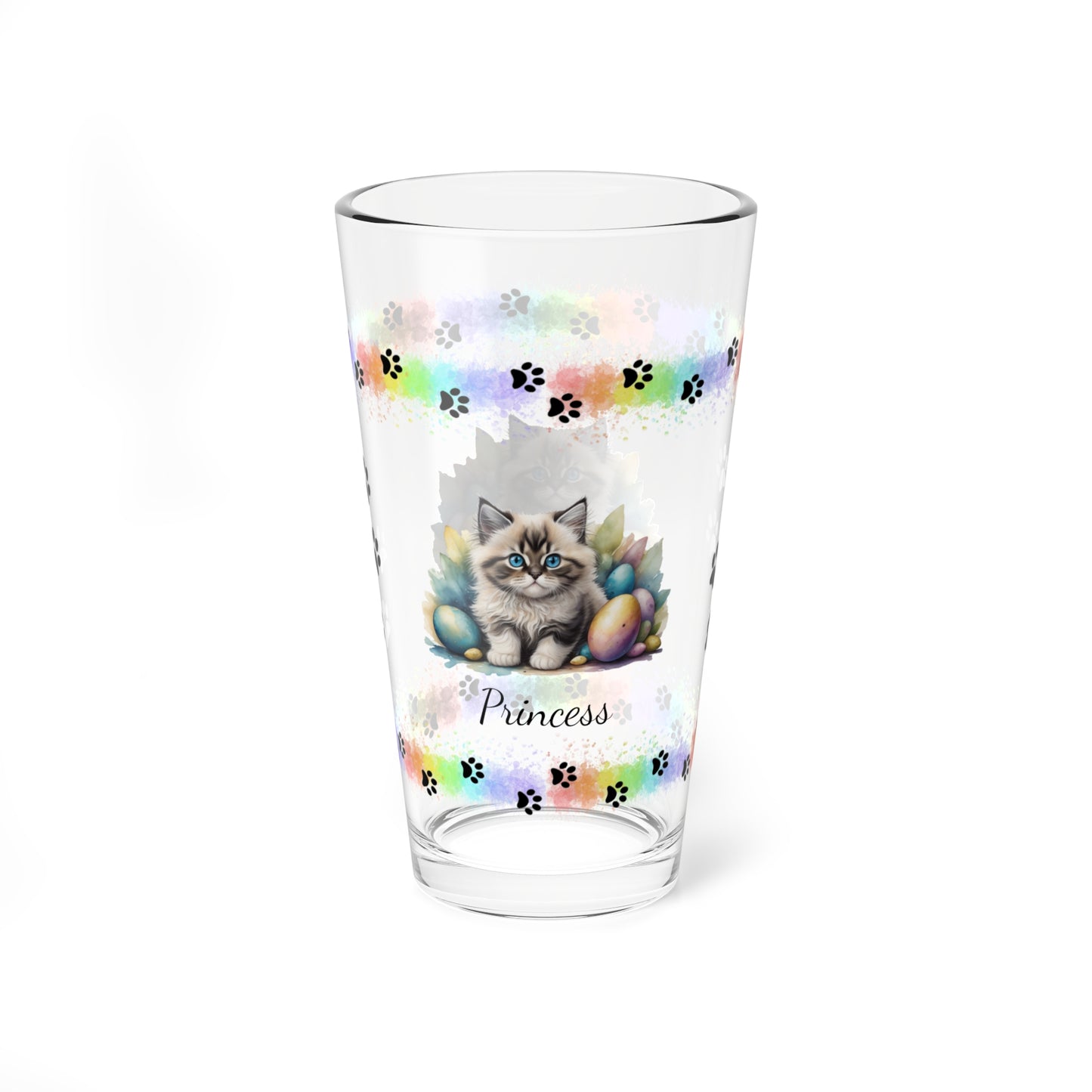Ragdoll Easter Kitten 16oz Pint Glass - Personalized Cat-Themed Gift, Mental Health Drinkware, Holiday Décor & Easter Celebration