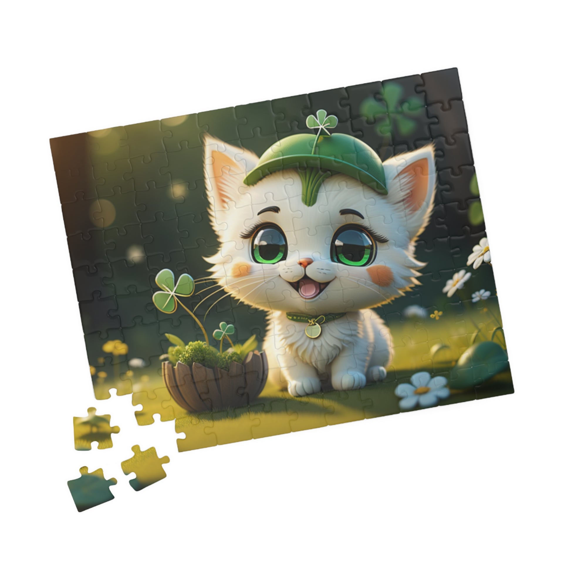Clover Comfort Cat - St. Patrick's Day Mental Health Puzzle