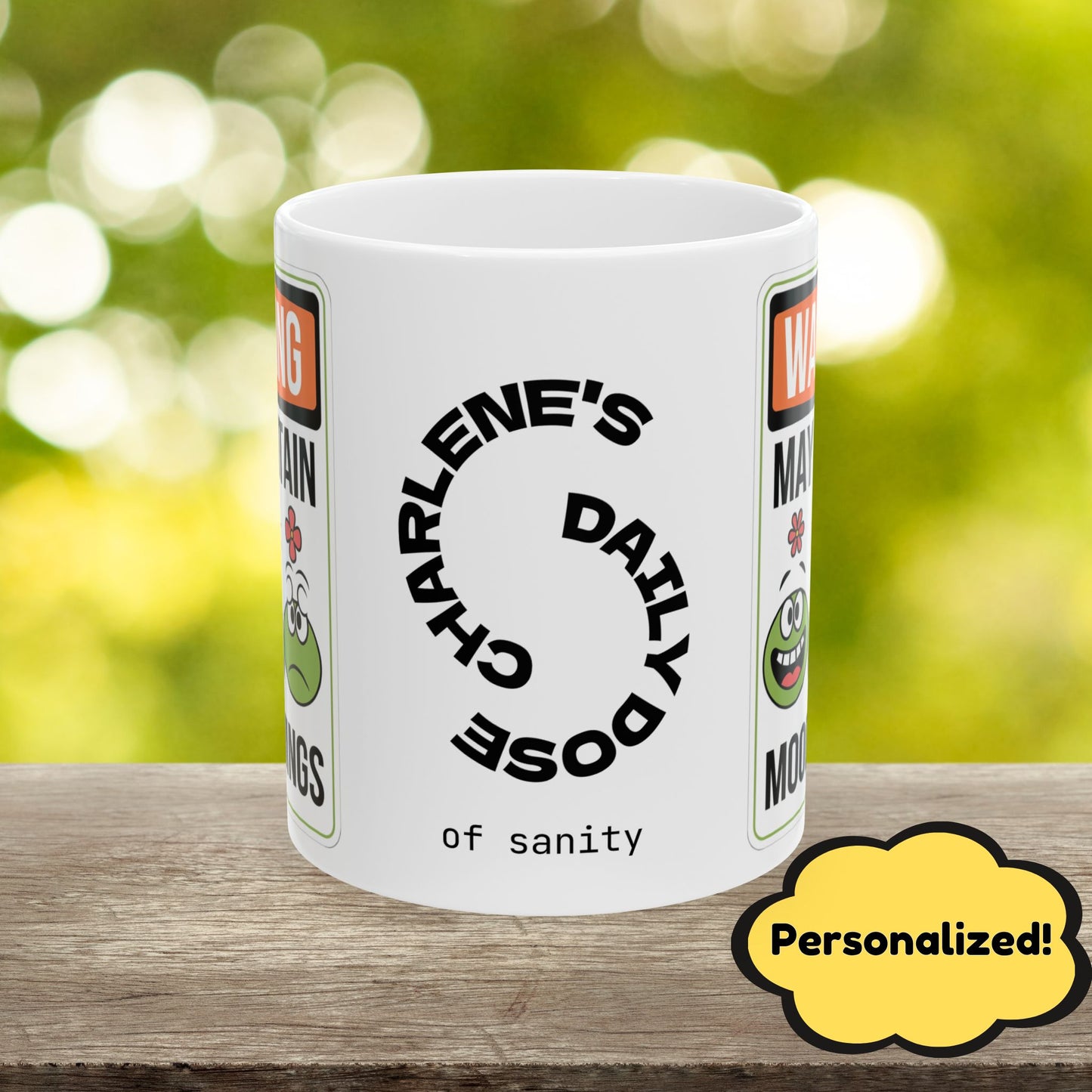 Warning May Contain Mood Swings Funny Mental Health Mug, Stylish Ceramic Coffee Cup, Positive Affirmation Gift, Anxiety Relief, Self-Care Mug, Therapist Office Décor