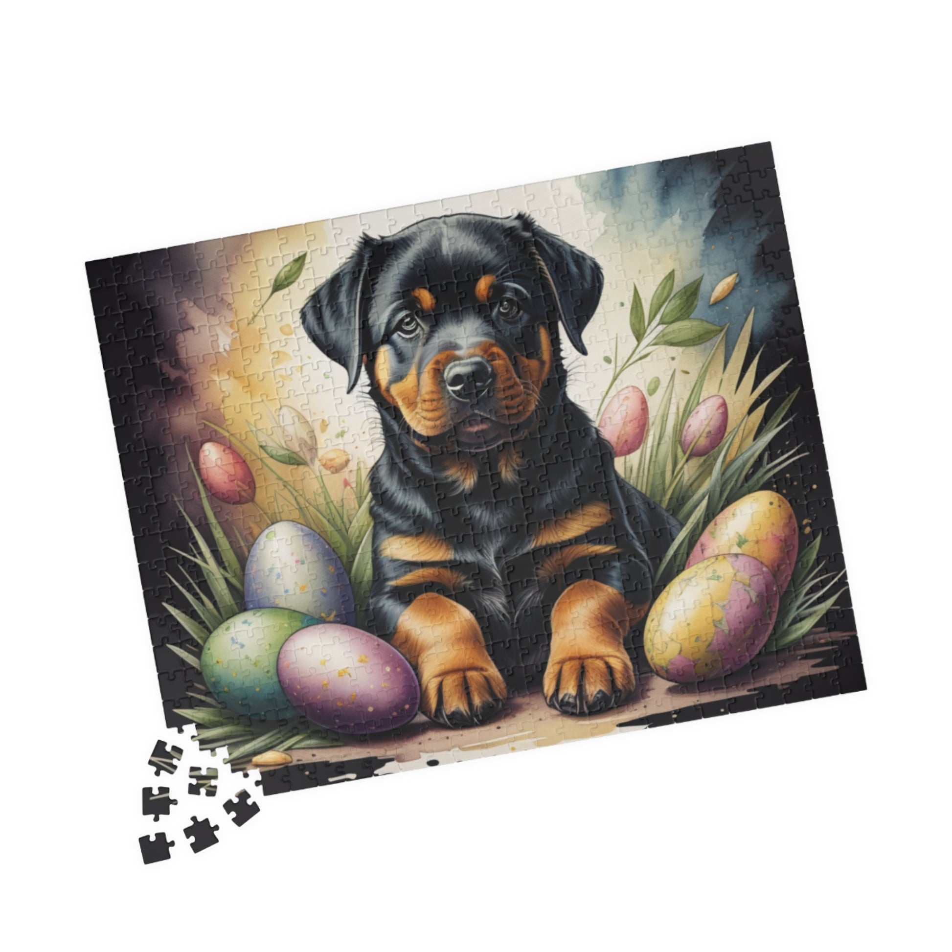 Rottweiler Easter Puppy Puzzle - Dog Lovers, Mental Health Benefits, Holiday Fun, Mindfulness, Stress Relief, Festive Gift