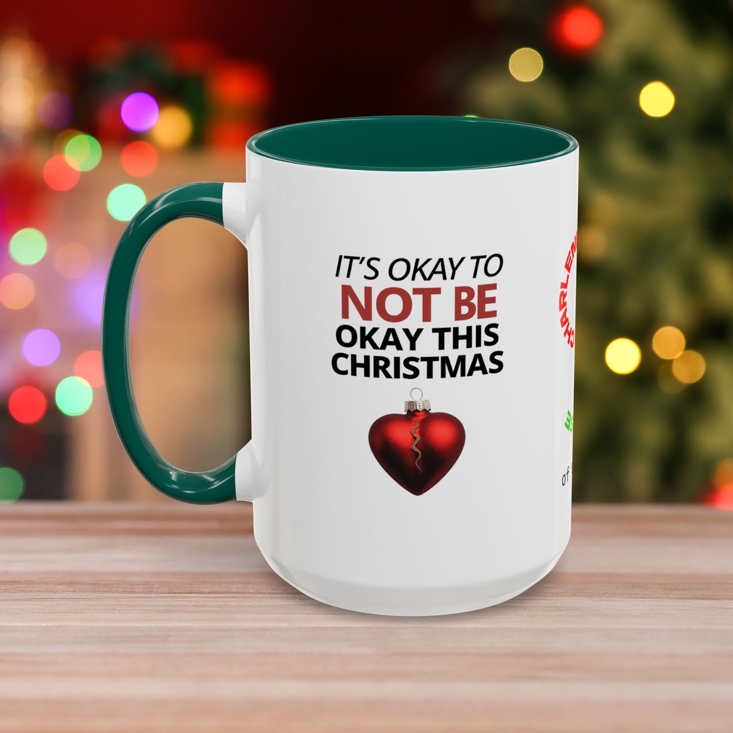 It's Okay to Not Be Okay This Christmas Mug - Personalized Christmas Mental Wellness Mug, Supportive Holiday Gift with Accent Color