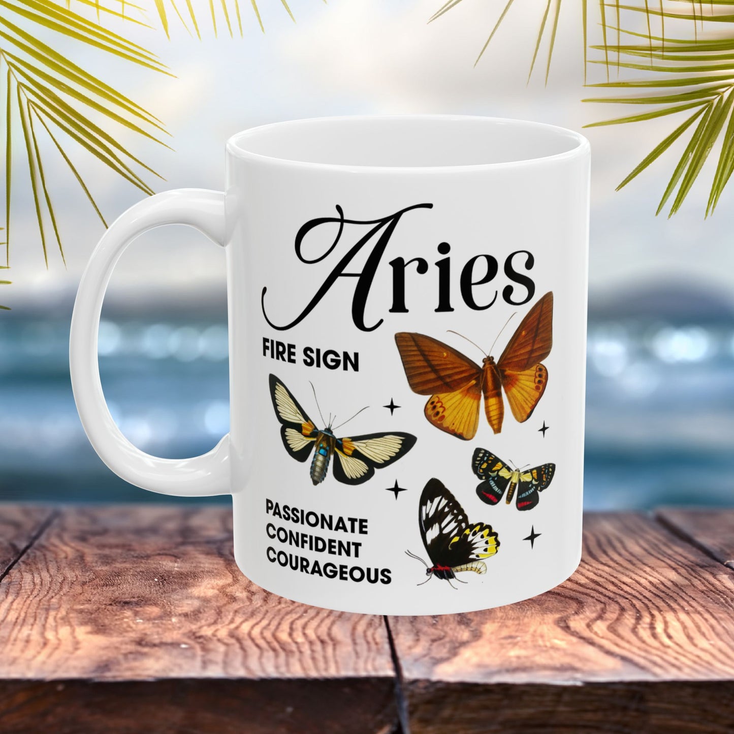 Aries zodiac mug, custom horoscope coffee cup, astrology birthday gift for Aries star sign fans