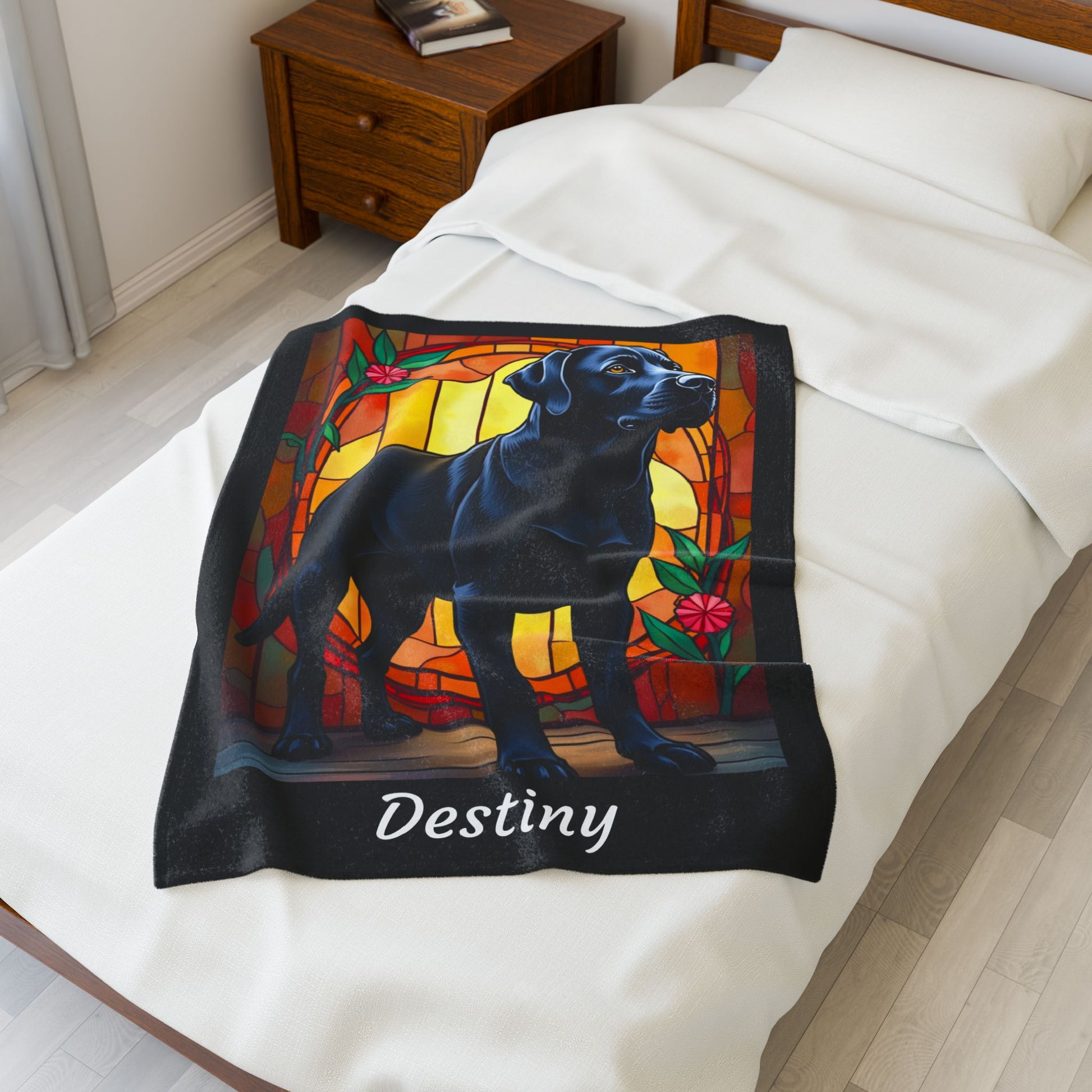 Labrador Retriever Black Coat Blanket, Velveteen Plush Custom Dog Art Throw, Gift for Humans