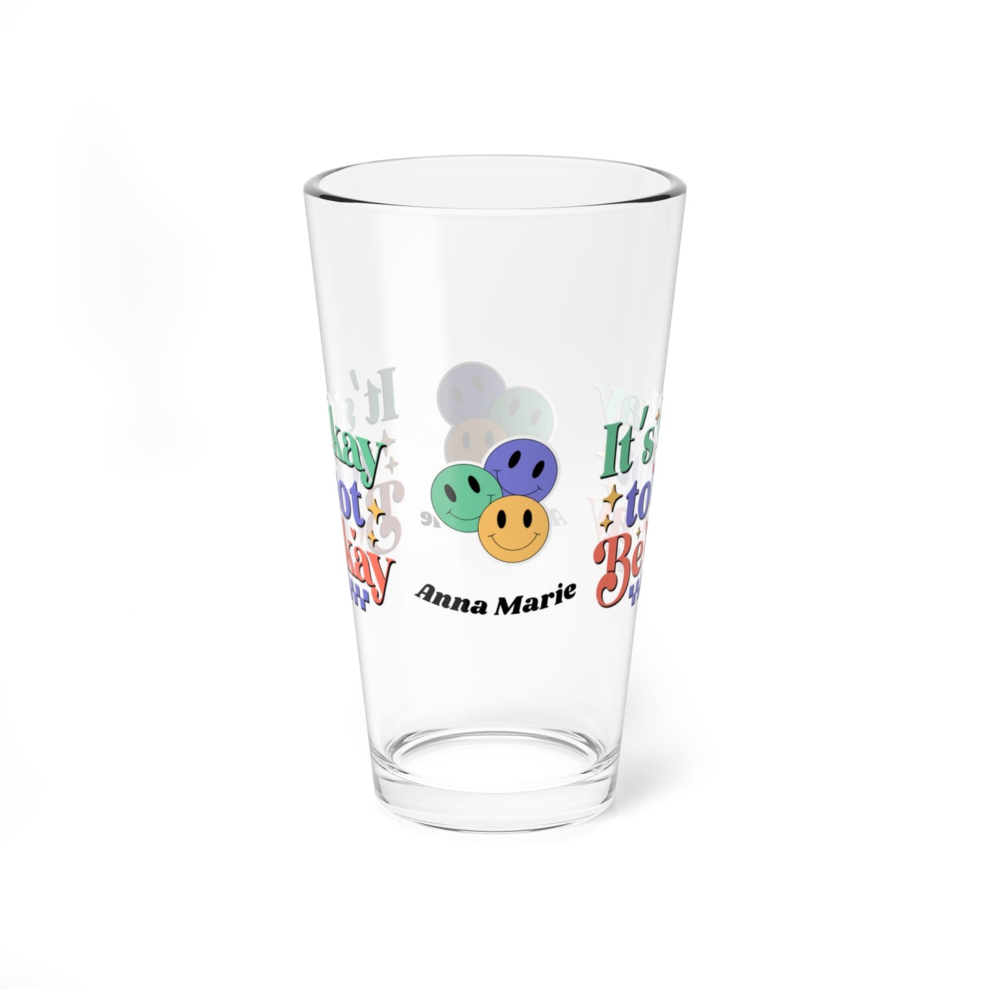 It’s Okay to Not Be Okay retro mental health pint glass with personalized support message