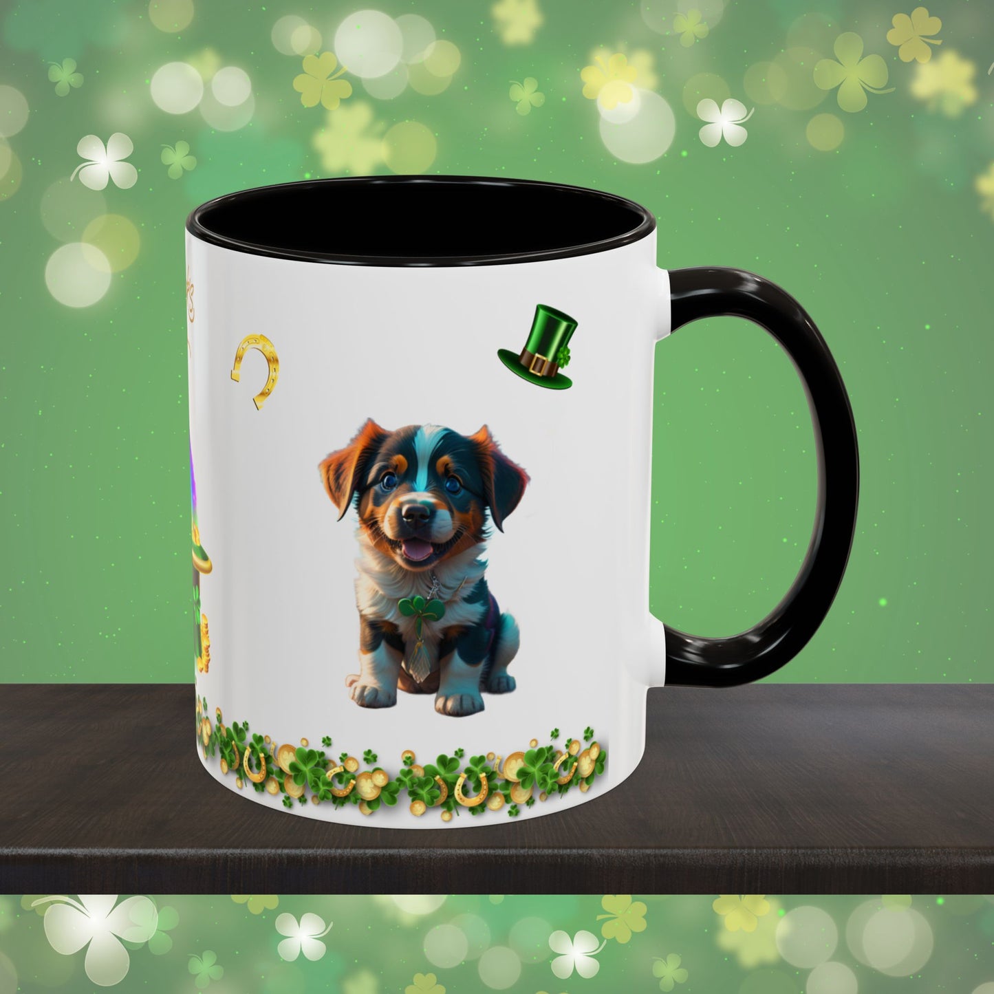 Shamrock Snuggles: St. Patrick's Day Two-Tone Coffee Mug - Festive Ceramic Mug for Positivity & Mindfulness