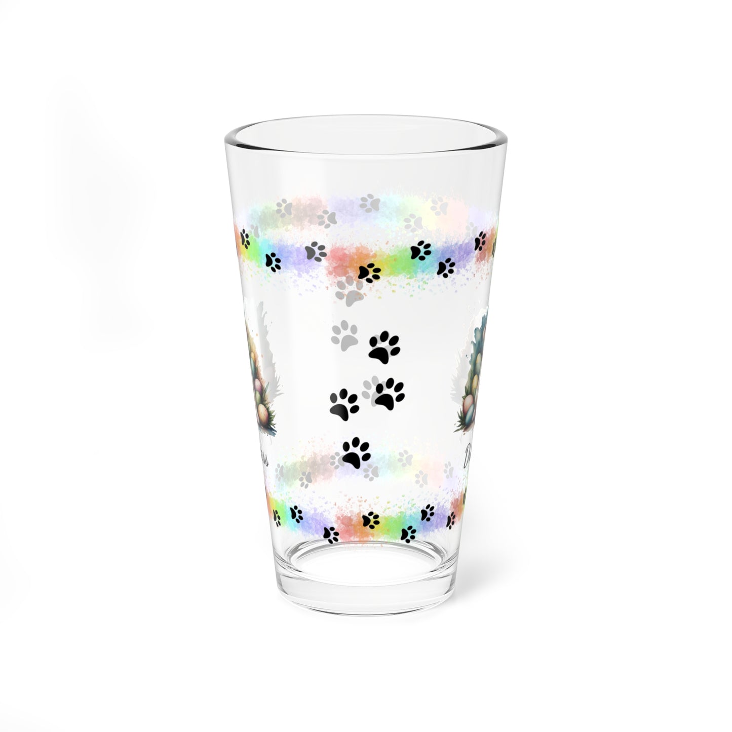 Pitbull (Tan) Personalized Easter Puppy 16oz Pint Glass - Custom Dog Design, Mental Health Gift, Easter Décor, and Festive Celebrations