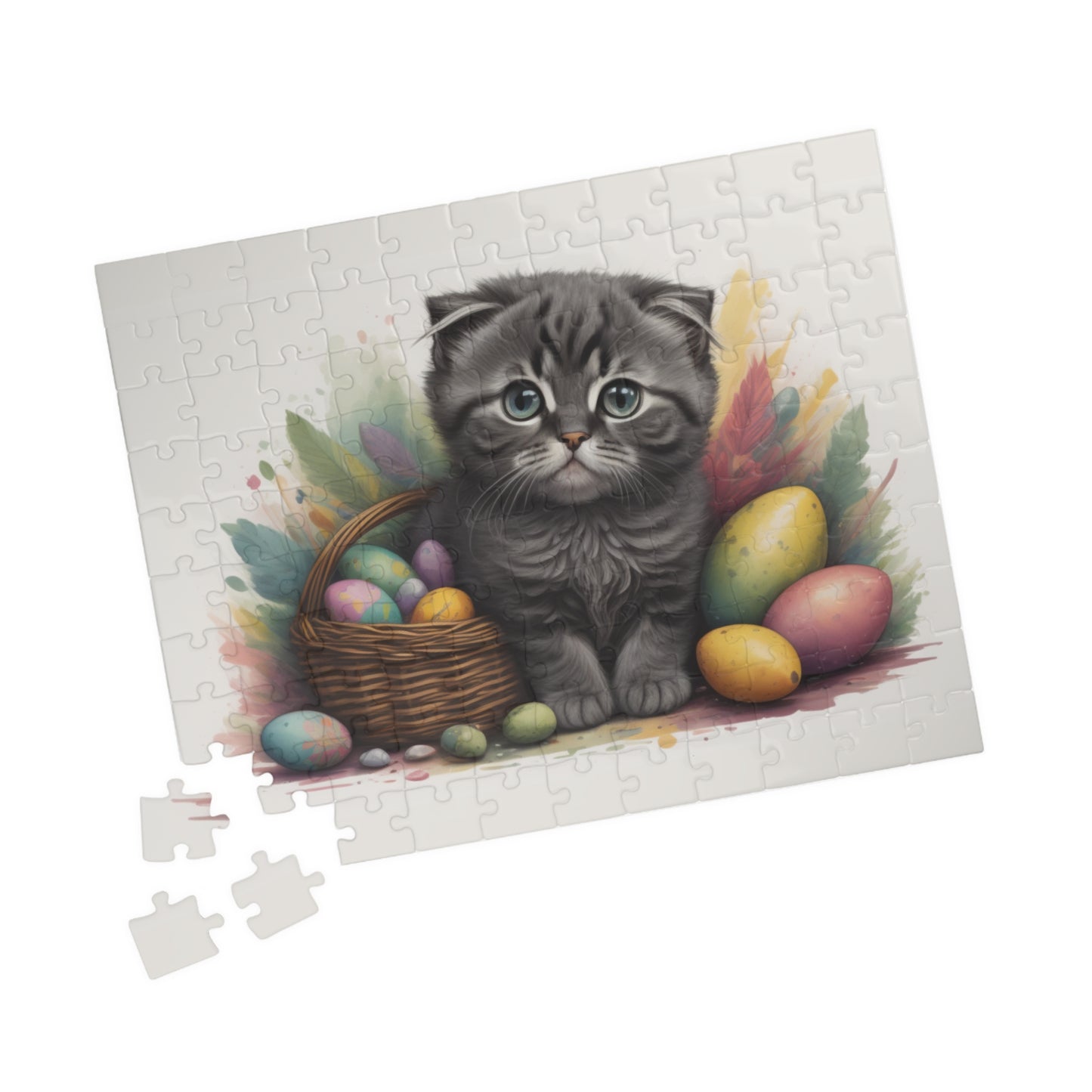 Scottish Fold Easter Kitten Puzzle - Cat Lovers, Mental Health Benefits, Holiday Fun, Mindfulness, Stress Relief, Festive Gift