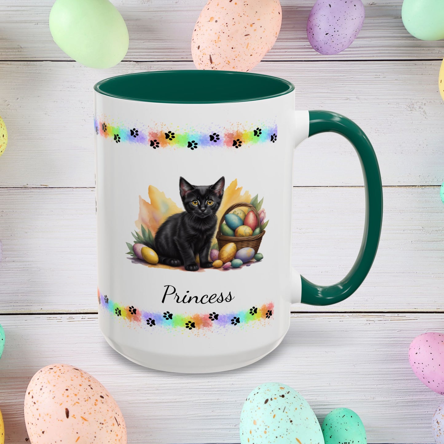 Bombay personalized Easter kitten mug, cute cat coffee cup, gift for mental health support and cat enthusiasts