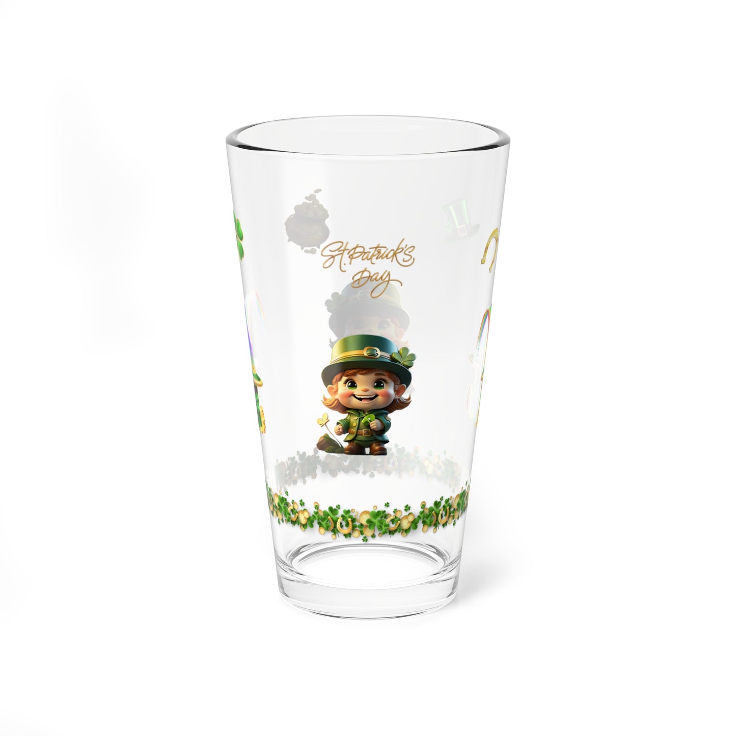 Leprechaun Mischief Logic: Mindful St. Patrick's Day 16oz Pint Glasses - Festive Design for Positivity & Wellness