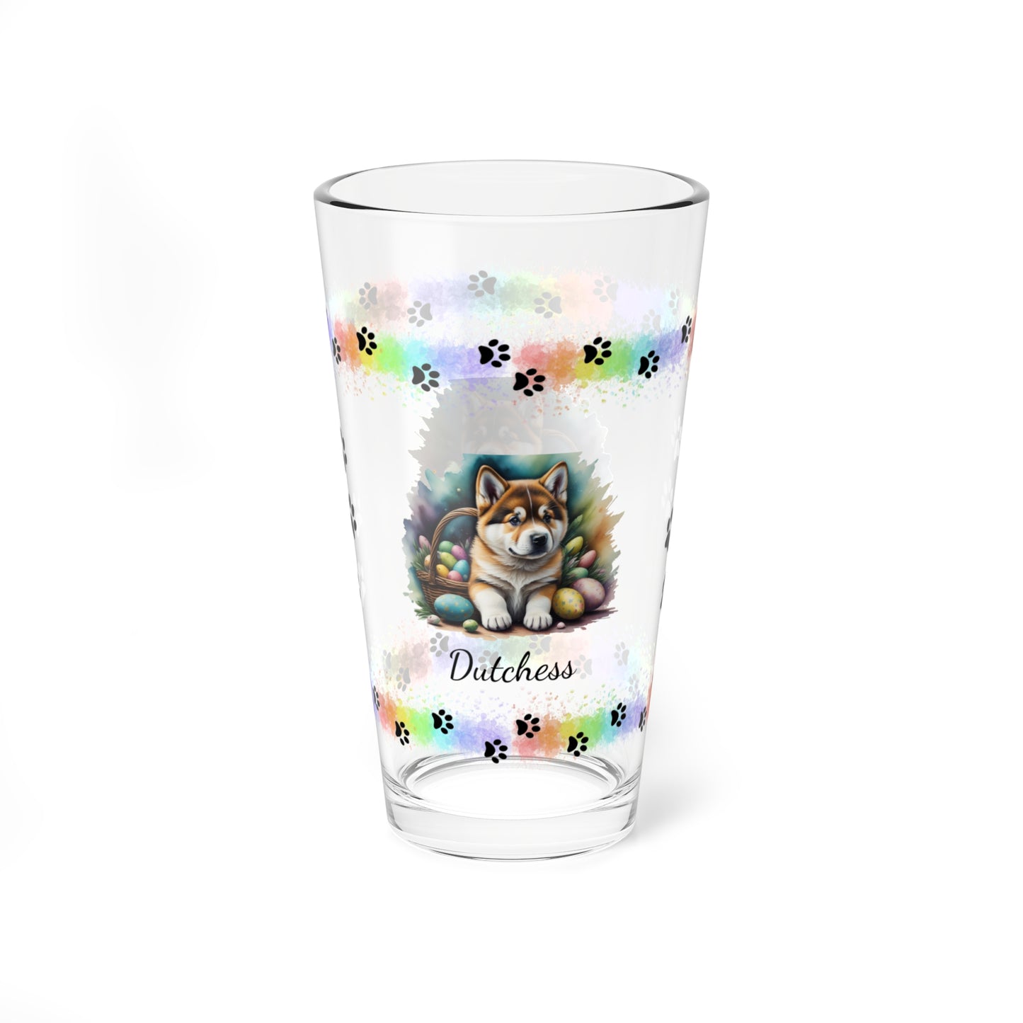 Akita Personalized Easter Puppy 16oz Pint Glass - Custom Dog Design, Mental Health Gift, Easter Décor, and Festive Celebrations