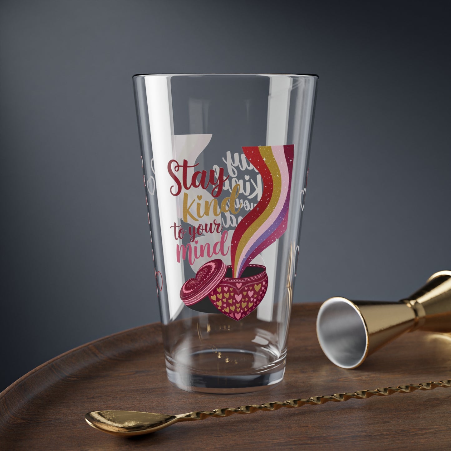 Stay Kind To Your Mind: Personalized Valentine's Day Affirmation Pint Glass – Valentine's Day Self-Care Gift, Mindful Positivity Drinkware