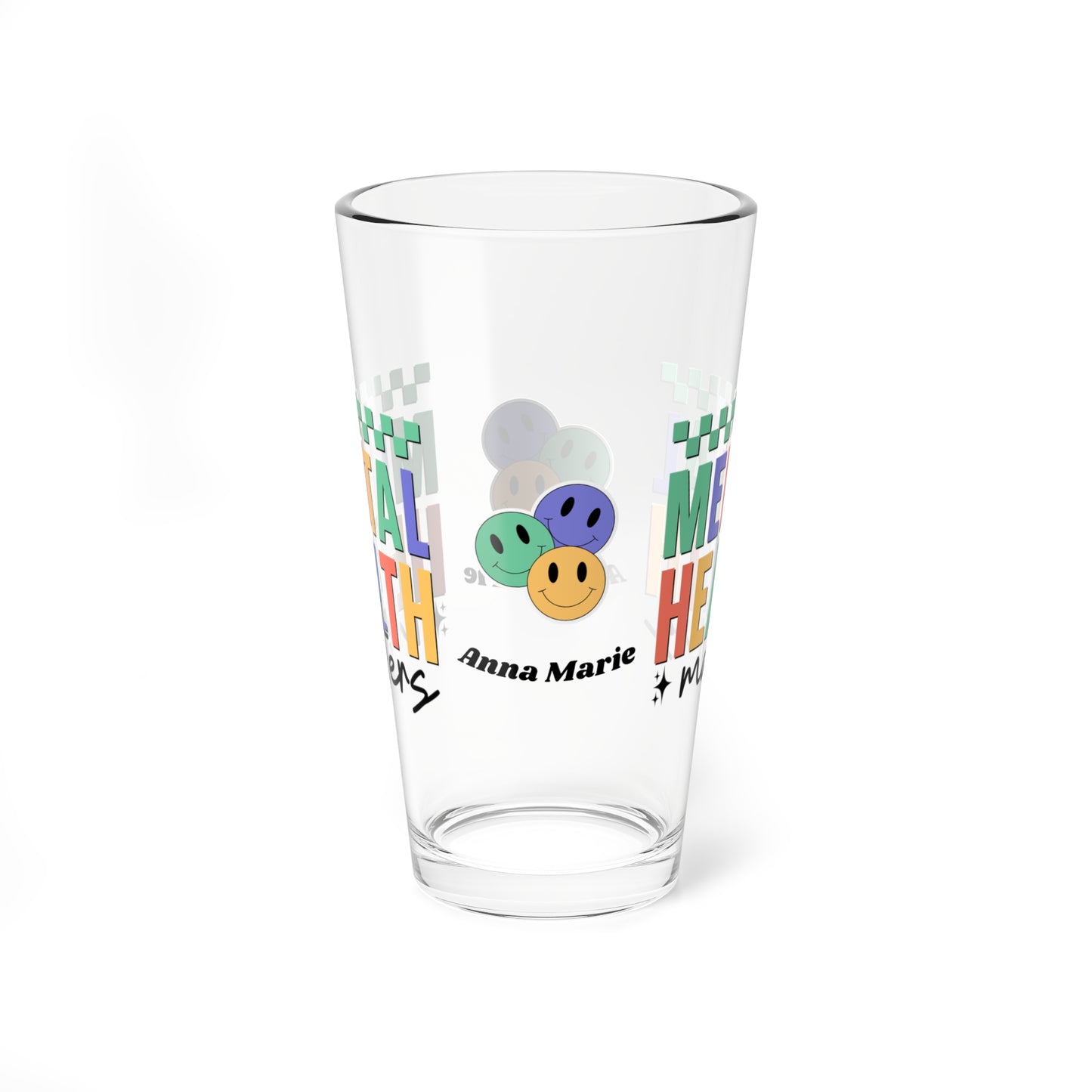 Mental Health Matters custom retro pint glass with mental health support design