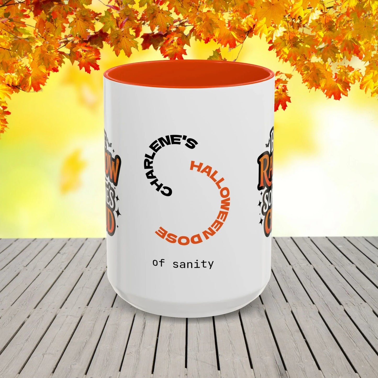 Shop our premium be the rainbow in someones cloud halloween affirmation mug from MySisterIsASurvivor.