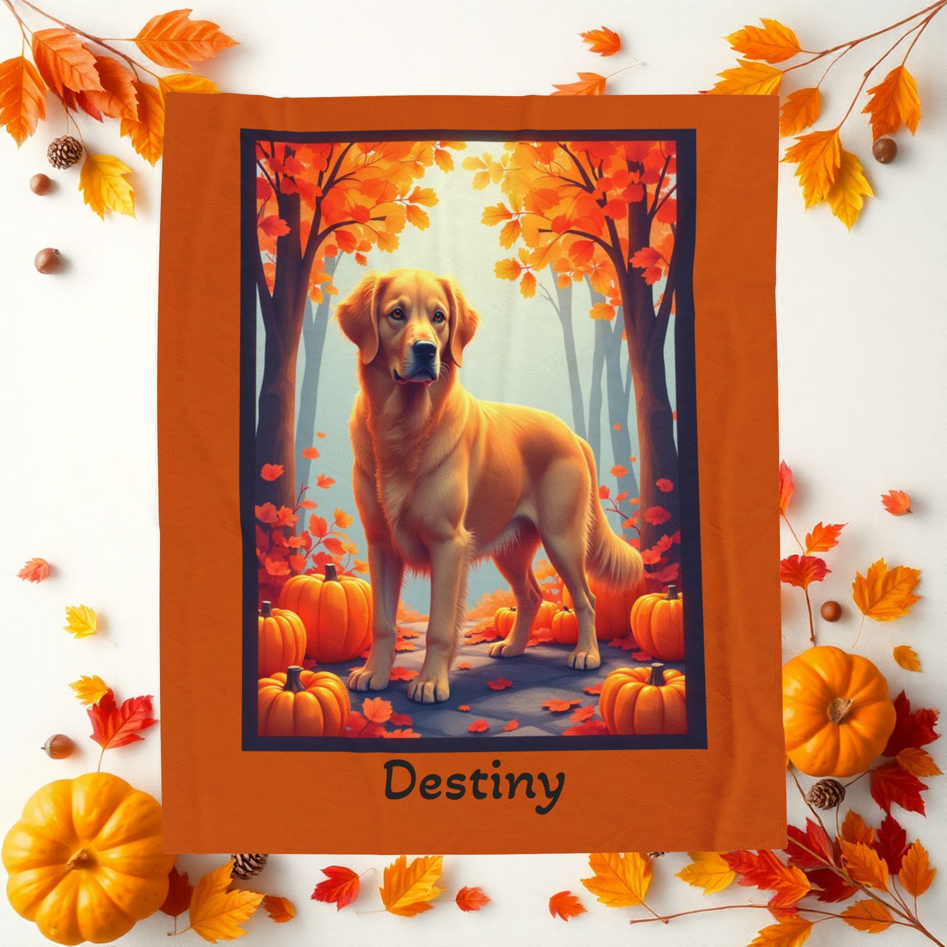 Golden Retriever Velveteen Plush Blanket, Personalized Dog Throw for Retriever Owners