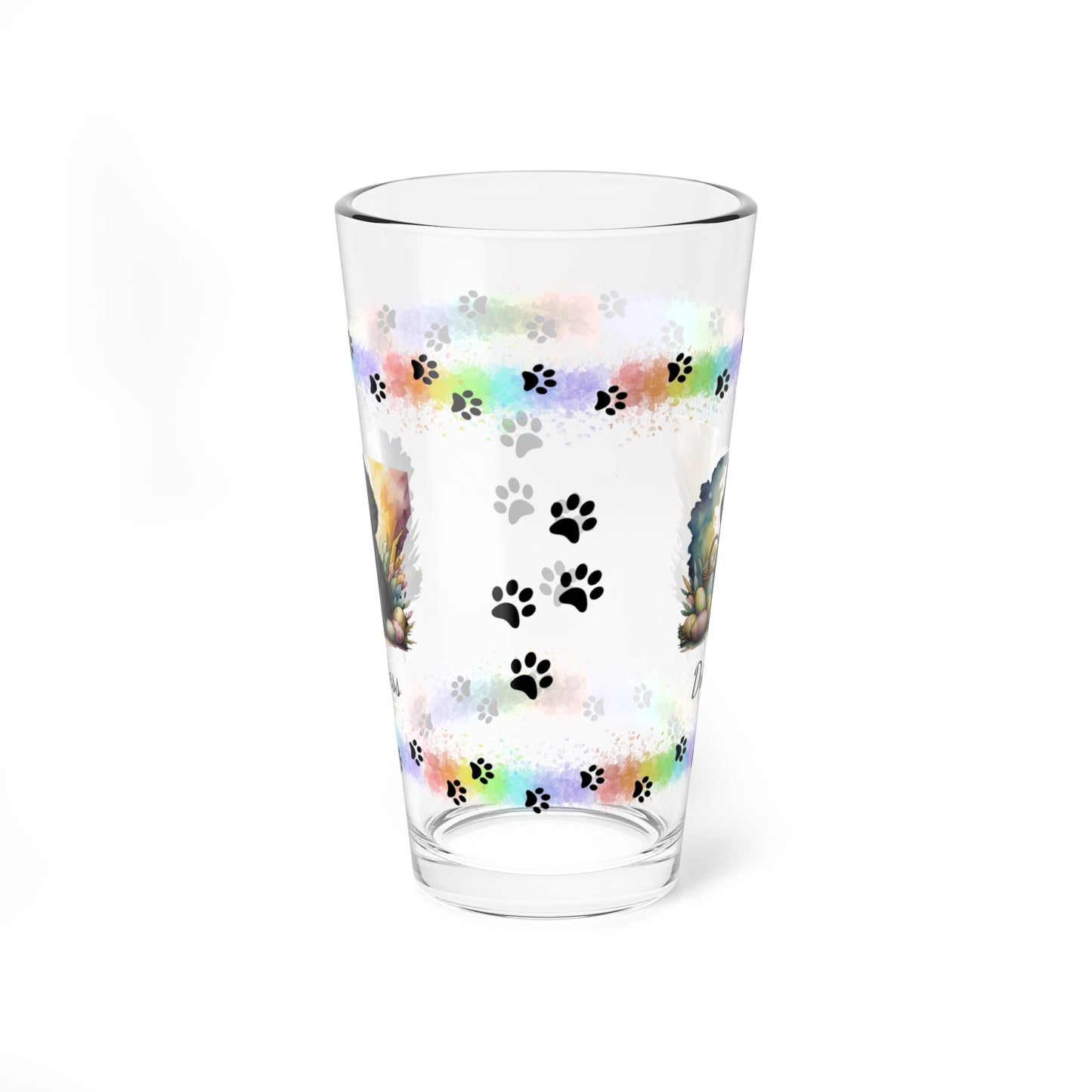 Poodle (Black) Personalized Easter Puppy 16oz Pint Glass - Custom Dog Design, Mental Health Gift, Easter Décor, and Festive Celebrations