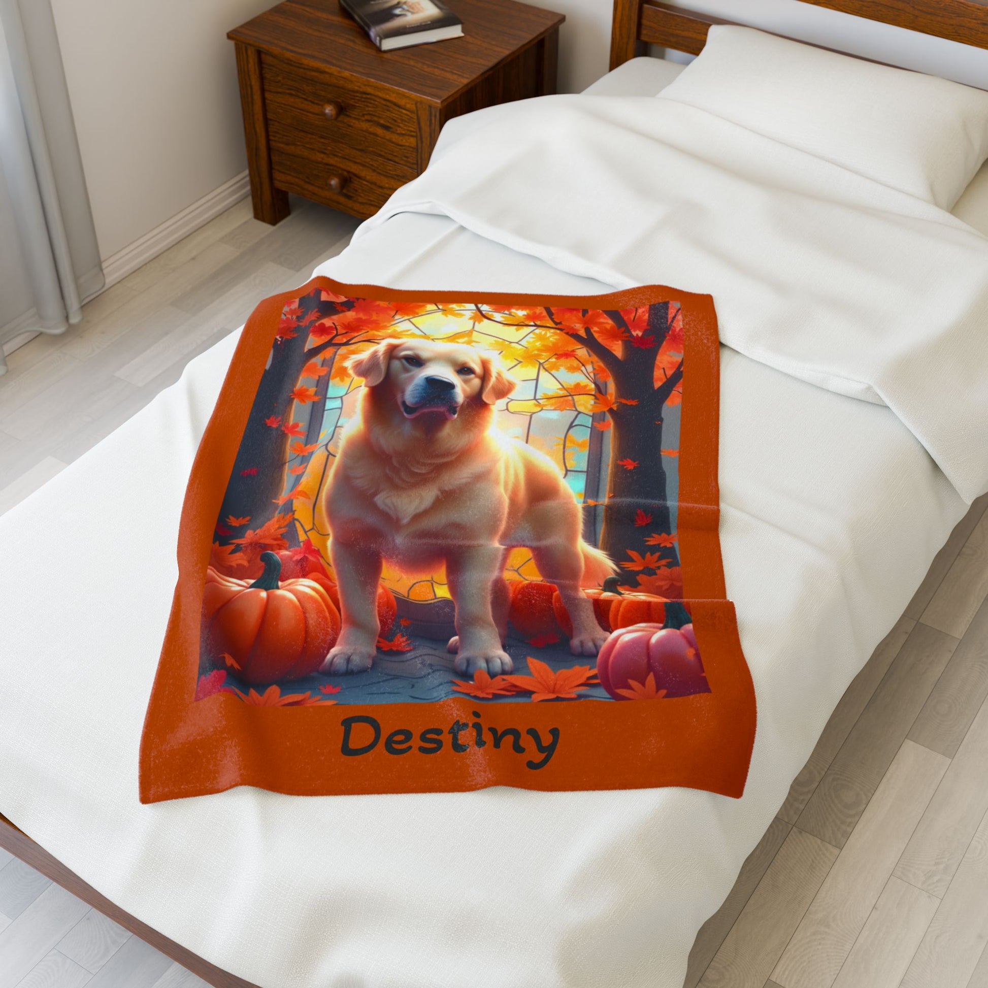 Golden Retriever Light Coat Velveteen Plush Blanket, Personalized Dog Throw Gift