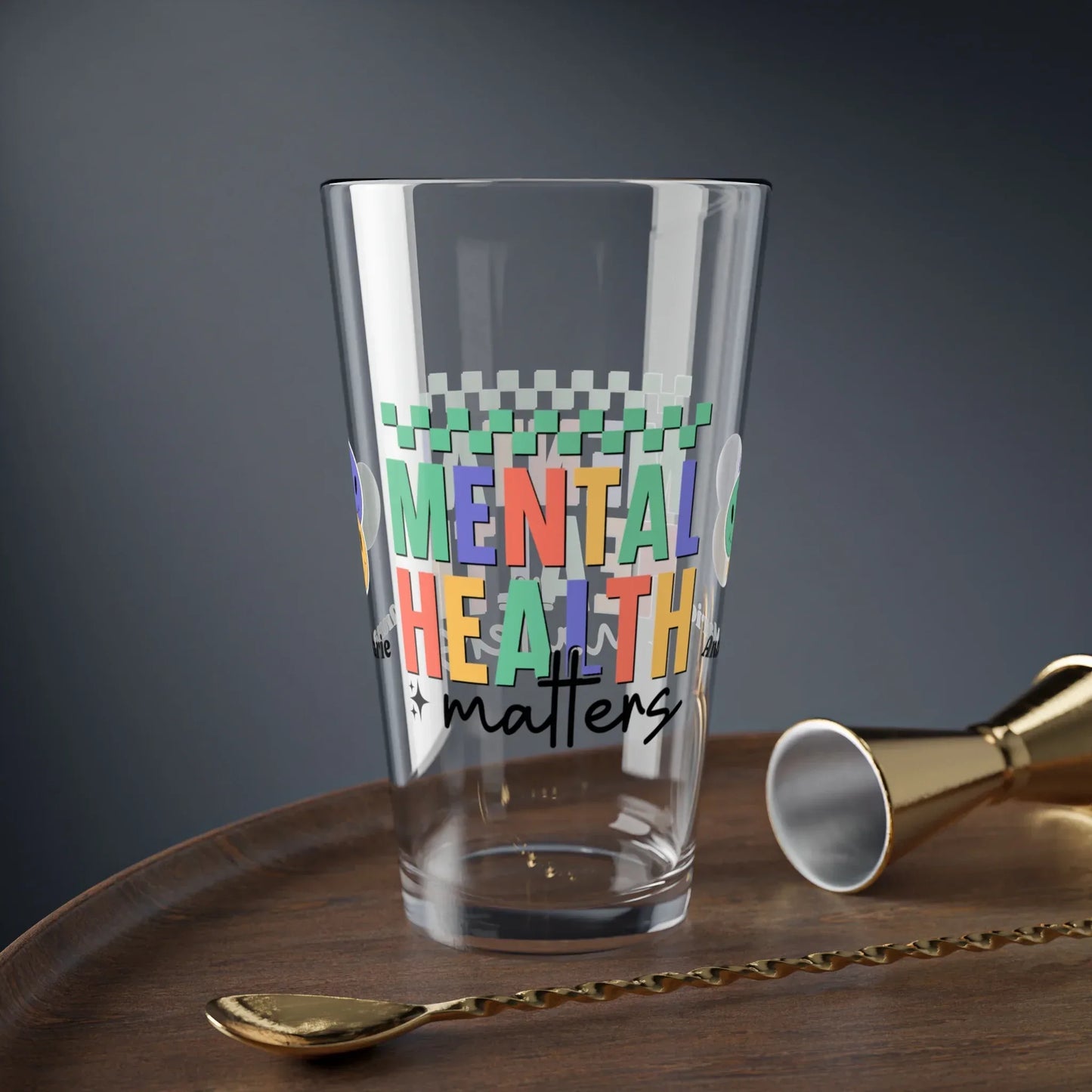 Shop our premium mental health matters retro pint glass 16oz 2 from MySisterIsASurvivor.