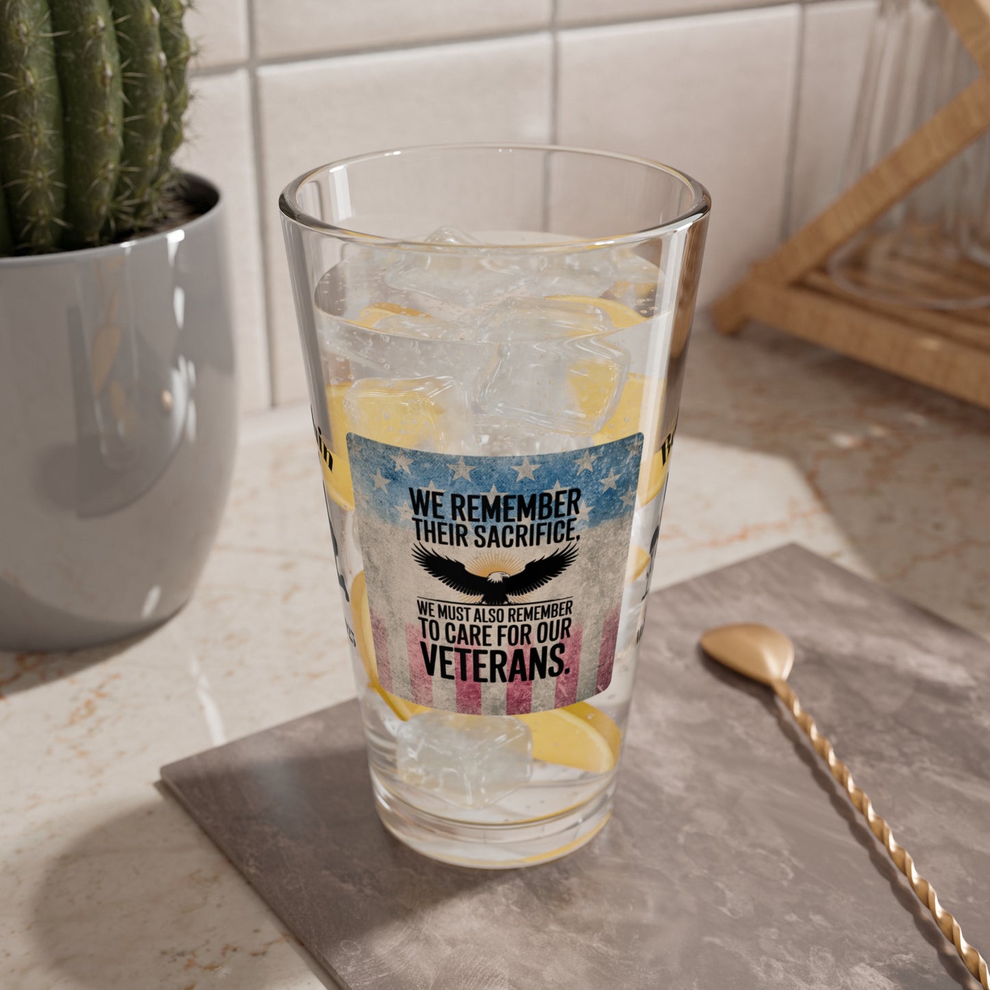 Personalized Memorial Day Pint Glass - "We Remember Their Sacrifice", PTSD Awareness Gift for Veterans & Memorial Days