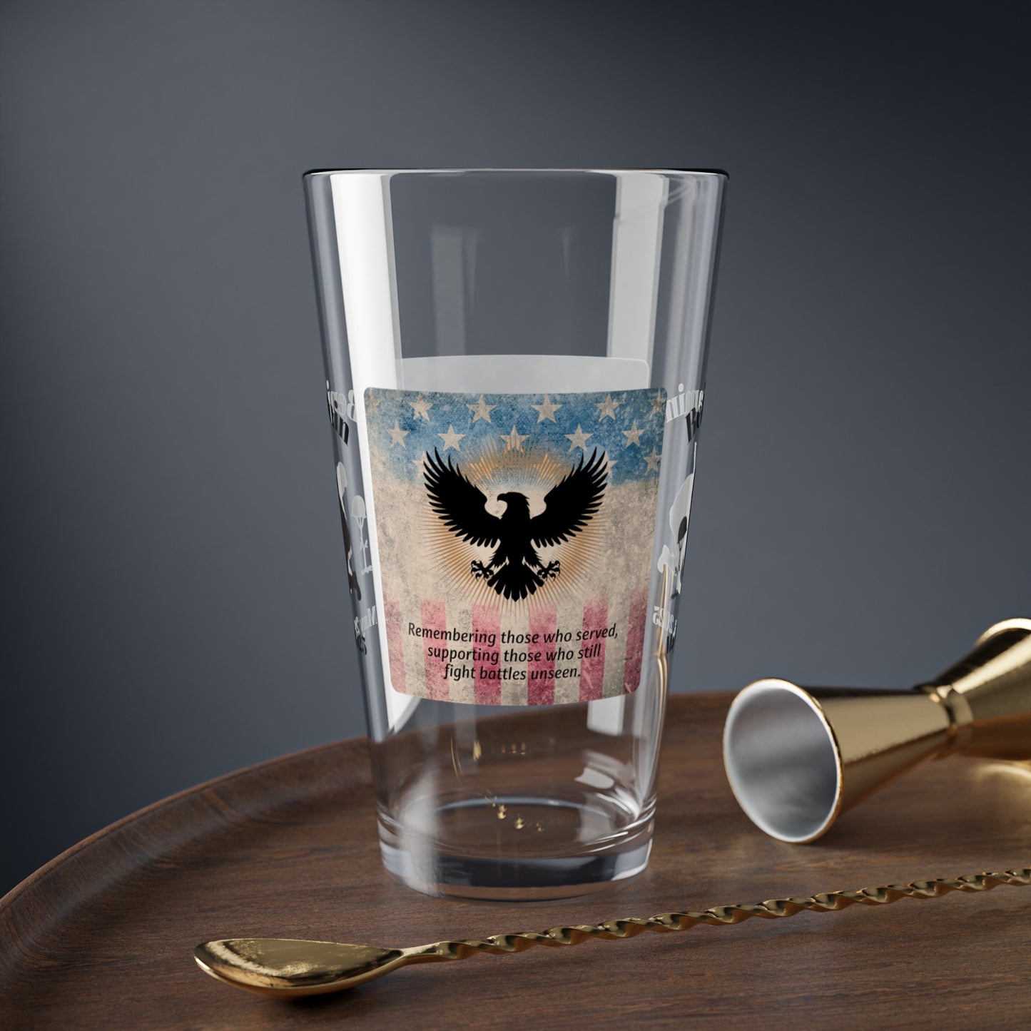 Personalized Memorial Day Pint Glass - "Remembering Those Who Served", PTSD Awareness Gift for Veterans & Memorial Days