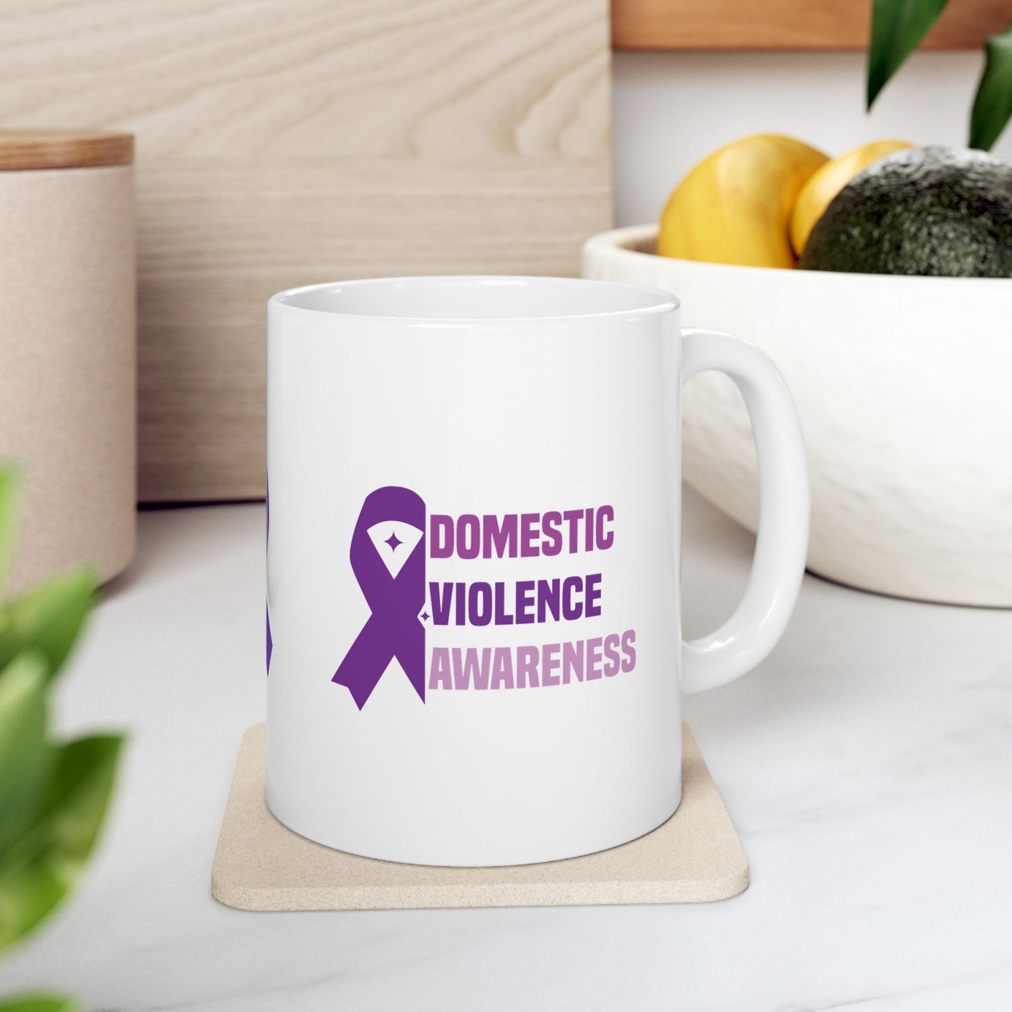 Domestic Violence Awareness Ceramic Mug - Support, Empowerment, Strength