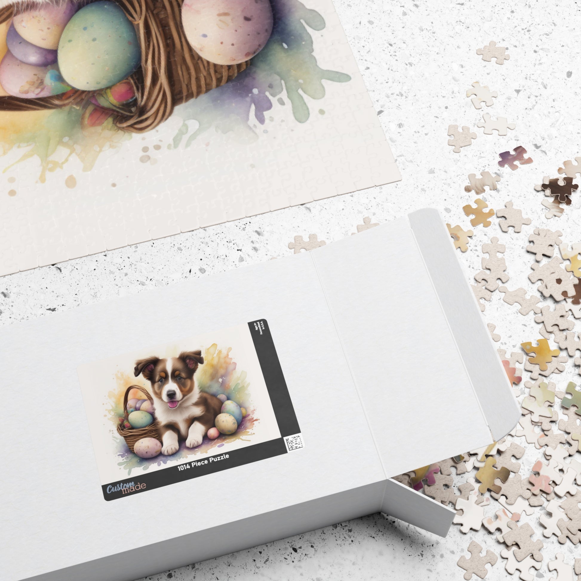 Border Collie (Brown & White) Easter Puppy Puzzle - Dog Lovers, Mental Health Benefits, Holiday Fun, Mindfulness, Stress Relief, Festive Gift