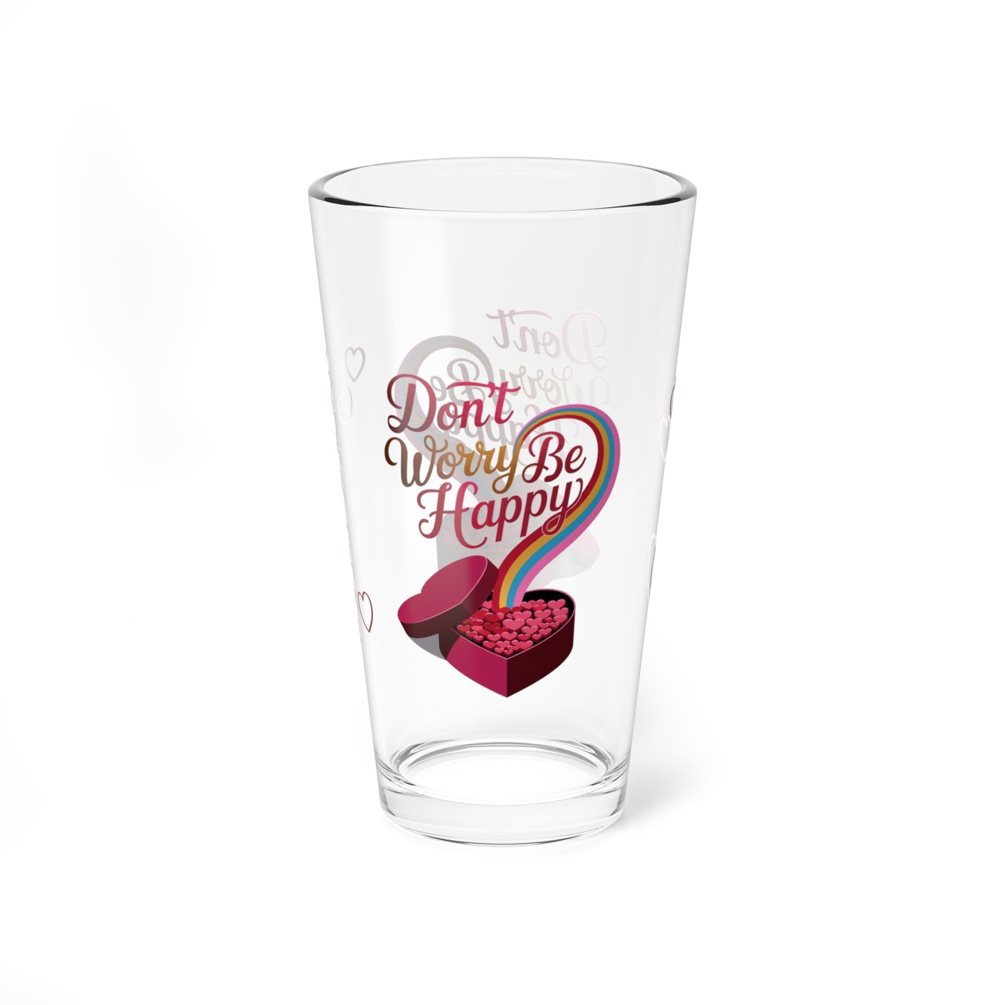 Don't Worry Be Happy: Personalized Valentine's Day Affirmation Pint Glass – Valentine's Day Self-Care Gift, Mindful Positivity Drinkware