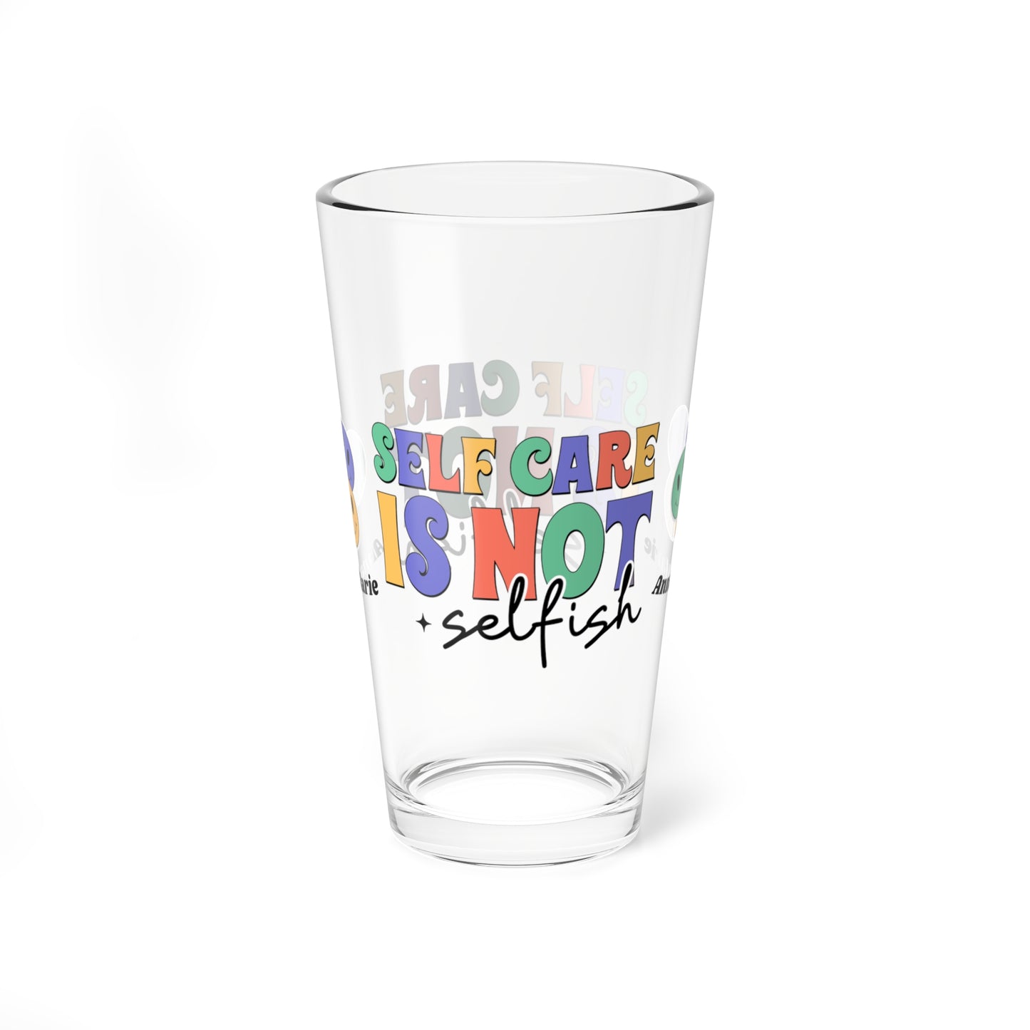 Self-Care is Not Selfish retro pint glass with personalized clear drinkware