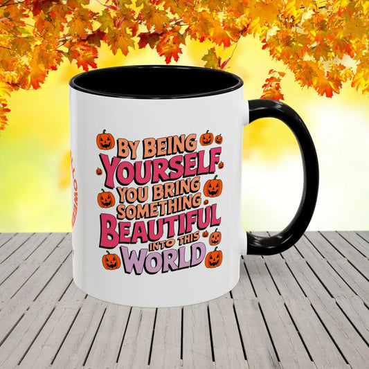 Shop our by being yourself halloween affirmation mug featuring the 11oz style option from MySisterIsASurvivor.